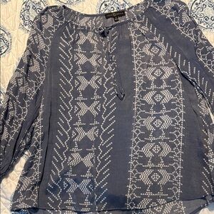Fred David Blue Geometric Blouse